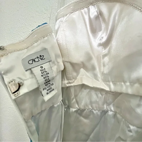 Caché Size 8 Blue Green Paisley Chiffon Maxi Dress Resort Evening Event Prom - Picture 6 of 11